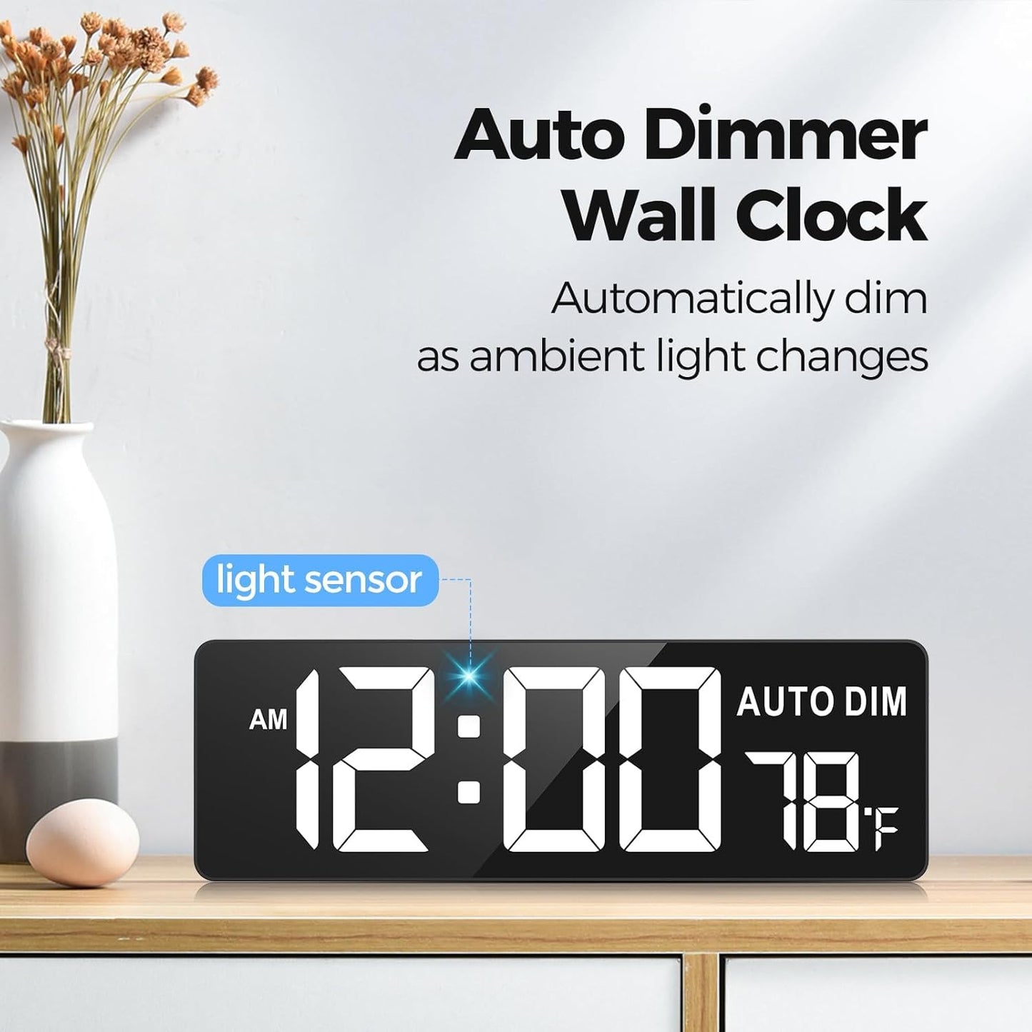 16.5" Large Digital Wall Timer Clock with Countdown Timer, Auto Dimmer, Temperature, Remote Control, LED Wall Clock for Teacher, Classroom, Office, Home Decor, Kitchen, Gym, Living Room