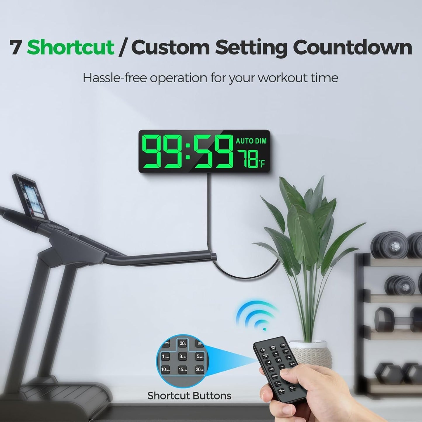 16.5" Large Digital Wall Timer Clock with Countdown Timer, Auto Dimmer, Temperature, Remote Control, LED Wall Clock for Teacher, Classroom, Office, Home Decor, Kitchen, Gym, Living Room