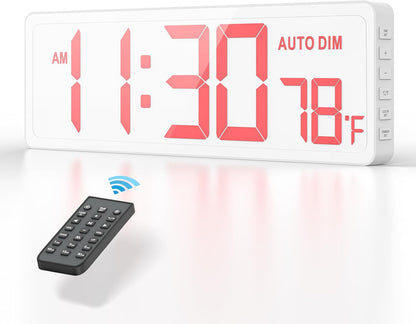 16.5" Large Digital Wall Timer Clock with Countdown Timer, Auto Dimmer, Temperature, Remote Control, LED Wall Clock for Teacher, Classroom, Office, Home Decor, Kitchen, Gym, Living Room