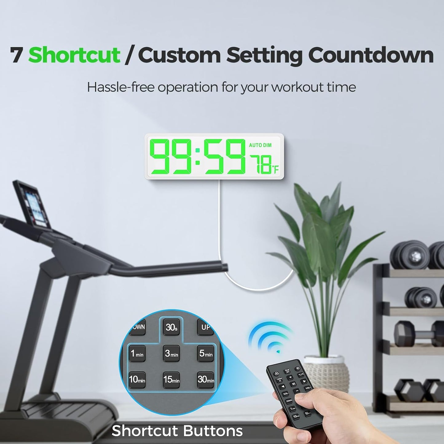 16.5" Large Digital Wall Timer Clock with Countdown Timer, Auto Dimmer, Temperature, Remote Control, LED Wall Clock for Teacher, Classroom, Office, Home Decor, Kitchen, Gym, Living Room