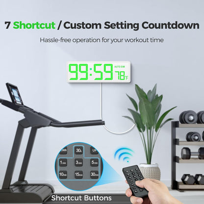 16.5" Large Digital Wall Timer Clock with Countdown Timer, Auto Dimmer, Temperature, Remote Control, LED Wall Clock for Teacher, Classroom, Office, Home Decor, Kitchen, Gym, Living Room