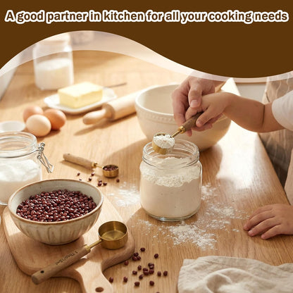 2Pcs Stainless Steel Wood 1Teaspoon Scoop, Wood Handle Coffee Scoop