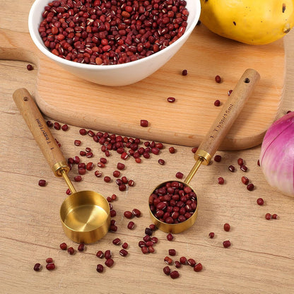2Pcs Stainless Steel Wood 1Teaspoon Scoop, Wood Handle Coffee Scoop