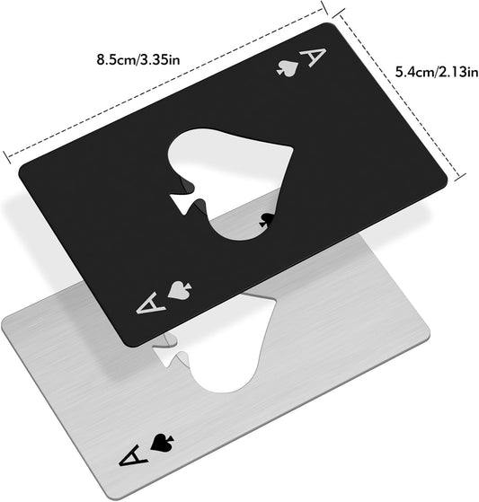6PCS Card Bottle Openers, 3 Black & 3 Silver Poker Themed Cap Openers | Stainless Steel Credit Card Size Beer Bottle Opener, Ace of Spades Design, Destapadores De Cerveza for Wallet Pocket