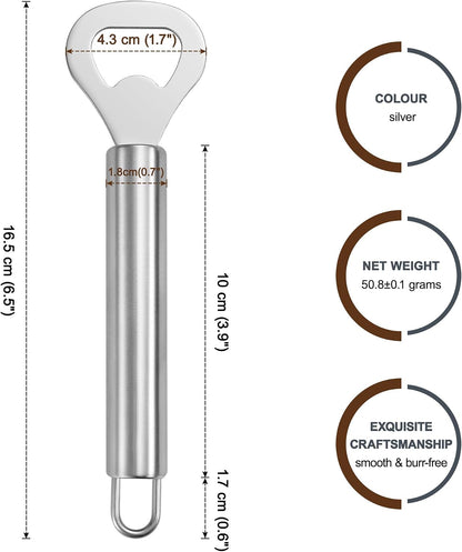 Silver 2-Pack Stainless Steel Lever Bottle Opener – Quick & Easy Bottle Opening, Suitable for Beer, Beverages, Salad Dressings, Sauces, and Other Metal-Capped Bottle