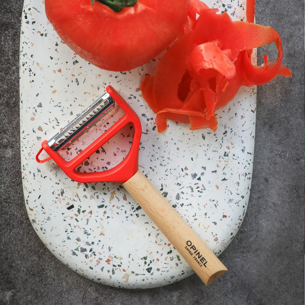 T-DUO Peeler - Beech Wood Handle - Double Stainless Steel Blade - Vegetable Peeler, Preparation of Juliennes - Ideal for Right and Left Handed People - Blue