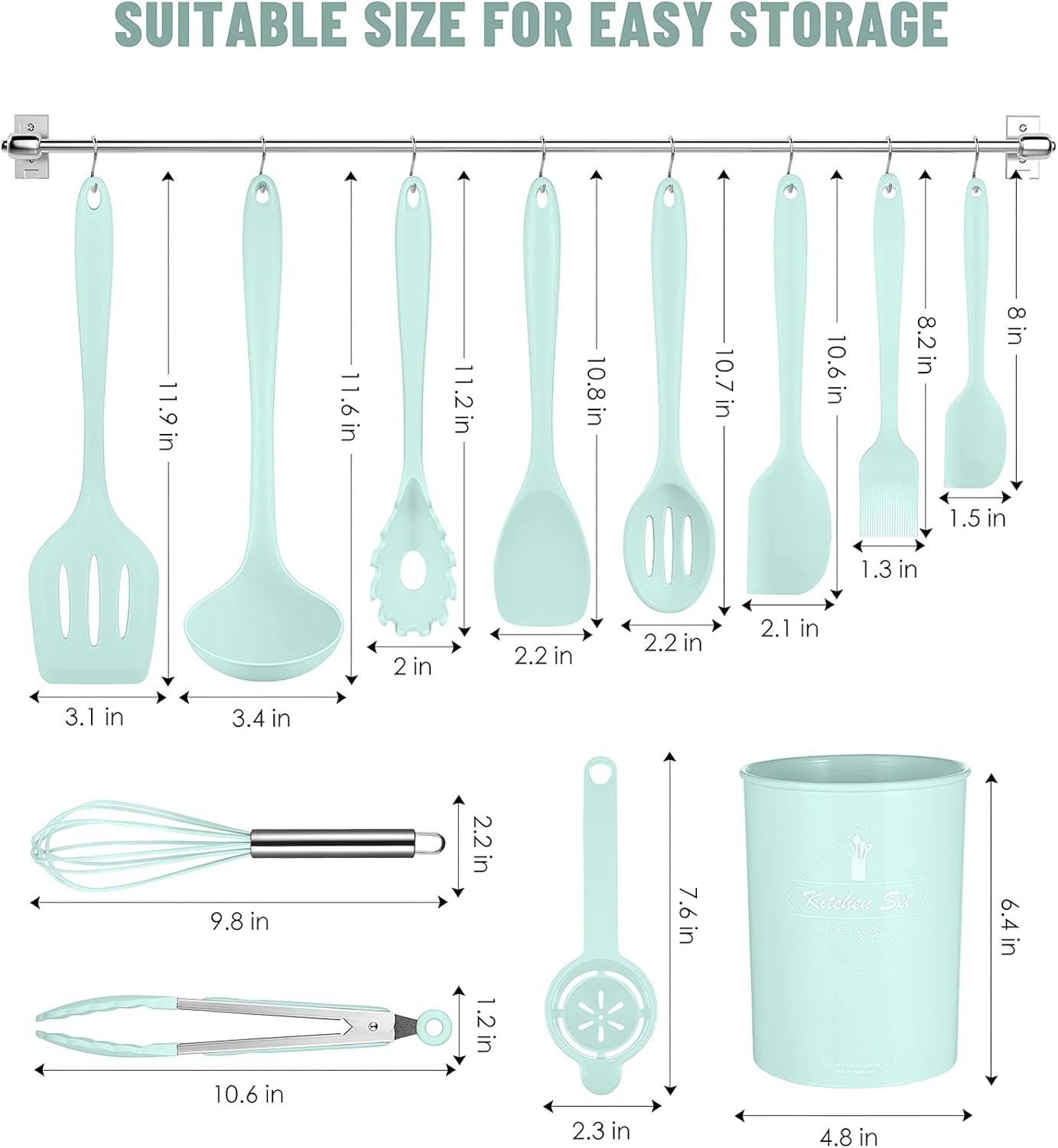 Blue Kitchen Utensils Set-12 Pieces Silicone Cooking Utensils Set | Dishwasher Safe 392°F Heat Resistant Spatula Set Kitchen Utensil Set for Nonstick Cookware,Best Kitchen Tools with Holder