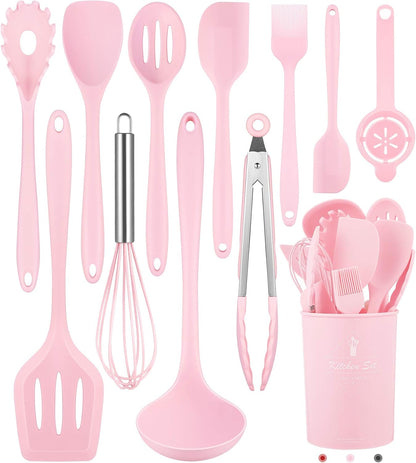 Blue Kitchen Utensils Set-12 Pieces Silicone Cooking Utensils Set | Dishwasher Safe 392°F Heat Resistant Spatula Set Kitchen Utensil Set for Nonstick Cookware,Best Kitchen Tools with Holder