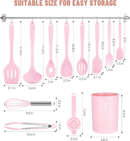 Blue Kitchen Utensils Set-12 Pieces Silicone Cooking Utensils Set | Dishwasher Safe 392°F Heat Resistant Spatula Set Kitchen Utensil Set for Nonstick Cookware,Best Kitchen Tools with Holder