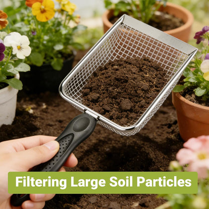 2 Pcs Gardening Soil Sifter, Handheld Shovel, Garden Sieve with Handle