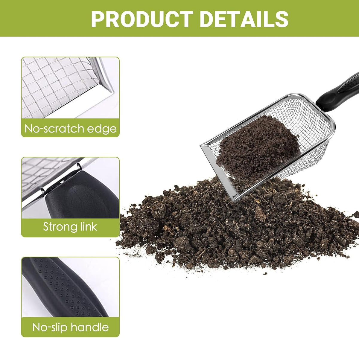 2 Pcs Gardening Soil Sifter, Handheld Shovel, Garden Sieve with Handle