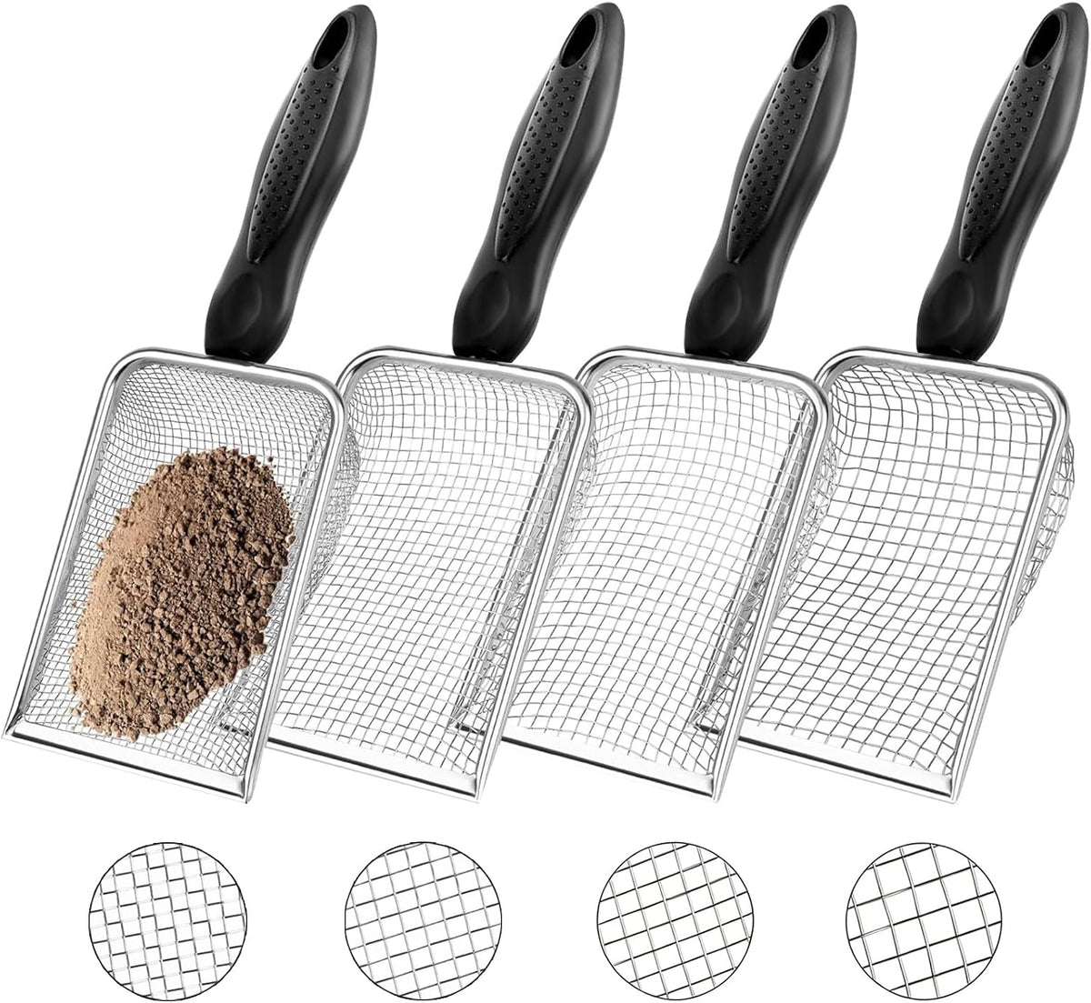 2 Pcs Gardening Soil Sifter, Handheld Shovel, Garden Sieve with Handle