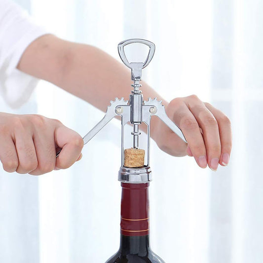 Wine Opener, Zinc Alloy Premium Wing Corkscrew Wine Bottle Opener with Wine Stopper, Multifunctional Wine Cork Opener Bottler Opener Remover for Home, Kitchen,Restaurant,Party and as Gift
