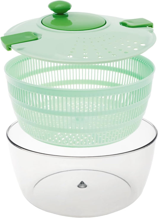 PP Salad Spinner, Multi-Use Basket, 4.22 QT Large Capacity Salad Washer Labor Saving Lettuce Spinner Multiple Water Outlet Lettuce Drainer for Household(Green)