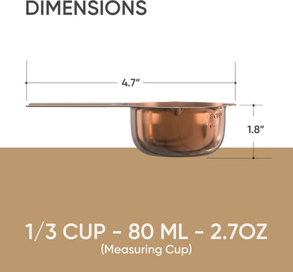 Color Up 2 Cup Measuring Cup, 480ml Stainless Steel Metal, Easy-Pour Spouts, Engraved Markings, Flat Base, Dishwasher Safe, for Dry and Liquid Ingredients