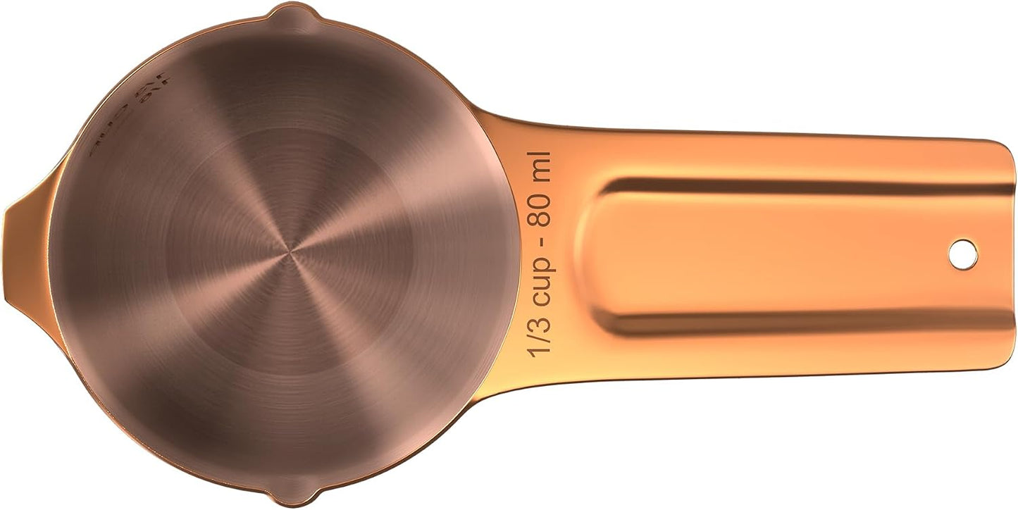 Color Up 2 Cup Measuring Cup, 480ml Stainless Steel Metal, Easy-Pour Spouts, Engraved Markings, Flat Base, Dishwasher Safe, for Dry and Liquid Ingredients