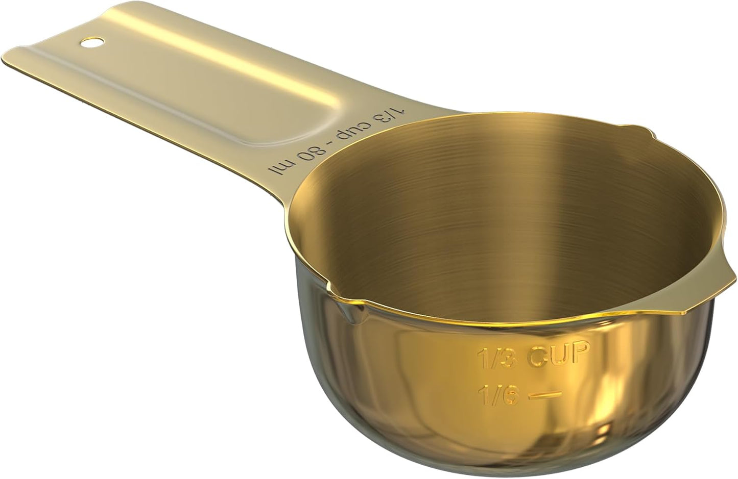 Color Up 2 Cup Measuring Cup, 480ml Stainless Steel Metal, Easy-Pour Spouts, Engraved Markings, Flat Base, Dishwasher Safe, for Dry and Liquid Ingredients