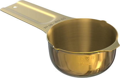 Color Up 2 Cup Measuring Cup, 480ml Stainless Steel Metal, Easy-Pour Spouts, Engraved Markings, Flat Base, Dishwasher Safe, for Dry and Liquid Ingredients