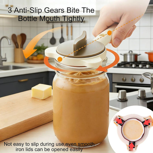 2PCS 2026 New 4-in-1 Jar Opener, Multi-Functional Jar & Bottle Opener for Seniors & Arthritis Sufferers, Adjustable Lid Gripper with Non-Slip Teeth for Kitchen Jars (1”-3.5”), Cans, Wine Bottles