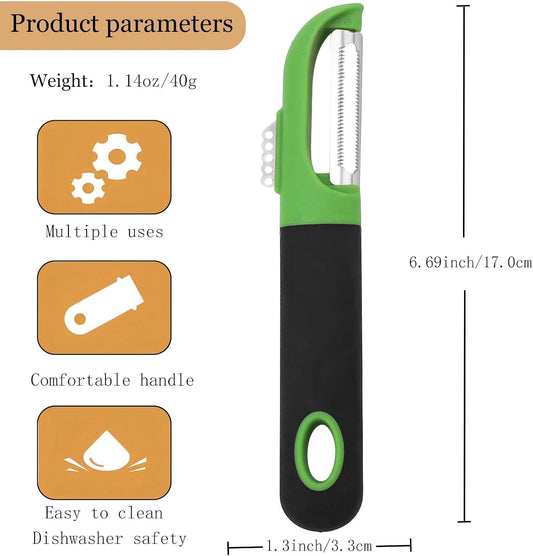 Vegetable Peeler Anti-slip handle Stainless Steel for Potato Apple | Multifunctional Peeler,Sharp Blade,Silicone Handle,Built-in Potato Eye Remover,for Citrus Cucumber Pumpkin,Dishwasher Safe