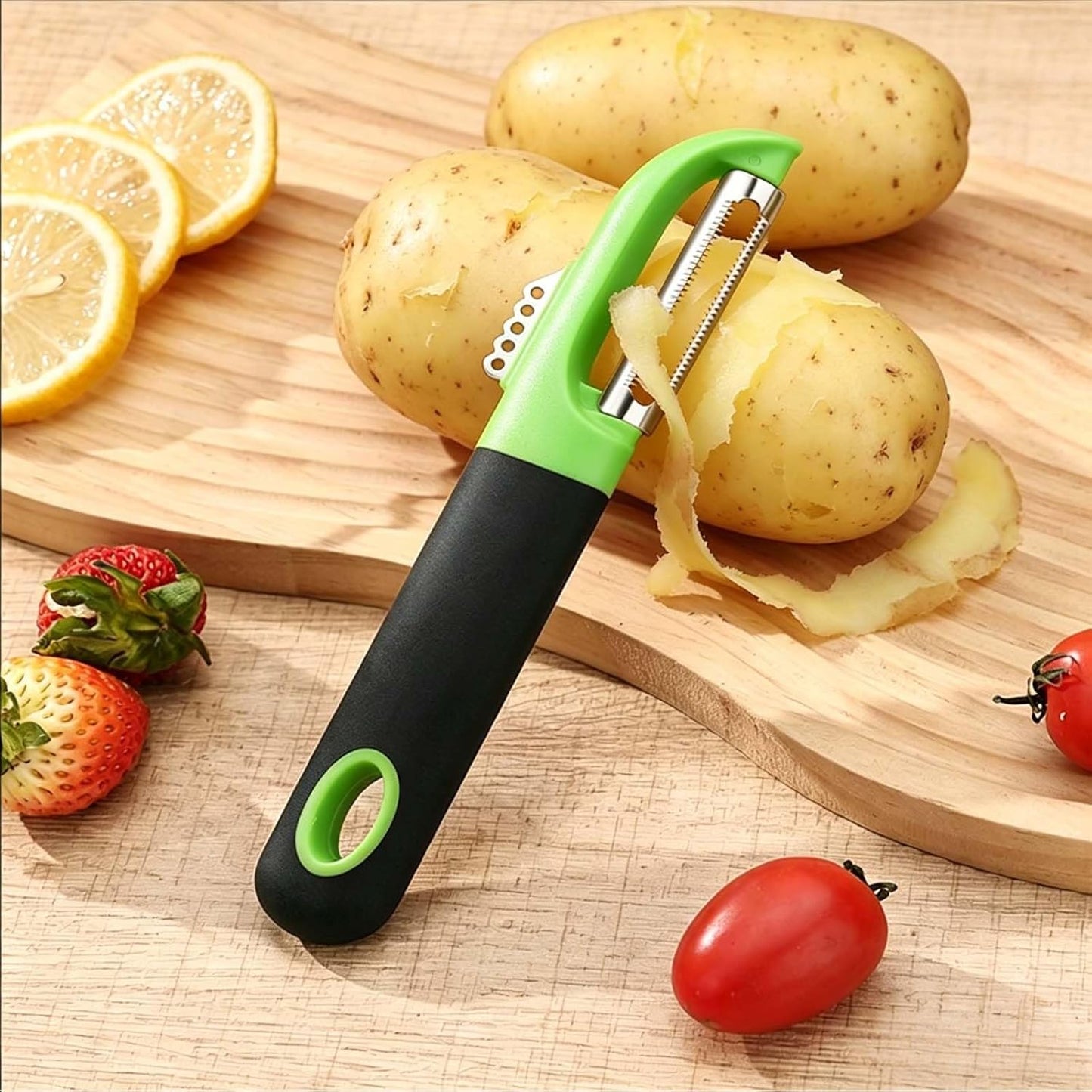 Vegetable Peeler Anti-slip handle Stainless Steel for Potato Apple | Multifunctional Peeler,Sharp Blade,Silicone Handle,Built-in Potato Eye Remover,for Citrus Cucumber Pumpkin,Dishwasher Safe