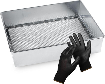 Soil Sifter, 1/8-inch Compact Galvanized Garden Sieve with Gloves