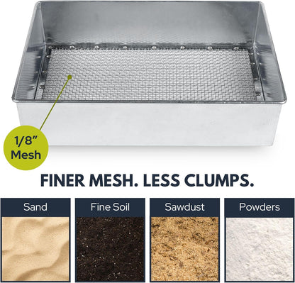 Soil Sifter, 1/8-inch Compact Galvanized Garden Sieve with Gloves