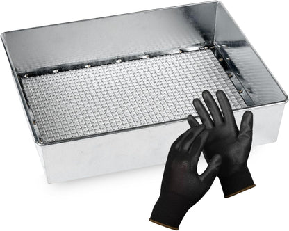 Soil Sifter, 1/8-inch Compact Galvanized Garden Sieve with Gloves