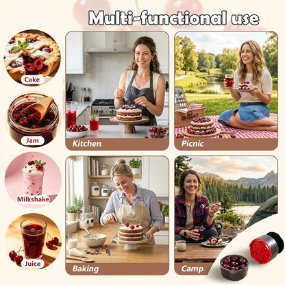 Cherry Pitter Tool 7-in-1 Stainless Steel Cherry Pitter with Splatter Guard, Easy Push Button Cherry Pitter Tool for Cherries Olives and Fruits, Food Grade Cherry Seed Remover