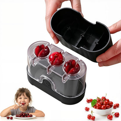 Cherry Pitter Tool 7-in-1 Stainless Steel Cherry Pitter with Splatter Guard, Easy Push Button Cherry Pitter Tool for Cherries Olives and Fruits, Food Grade Cherry Seed Remover