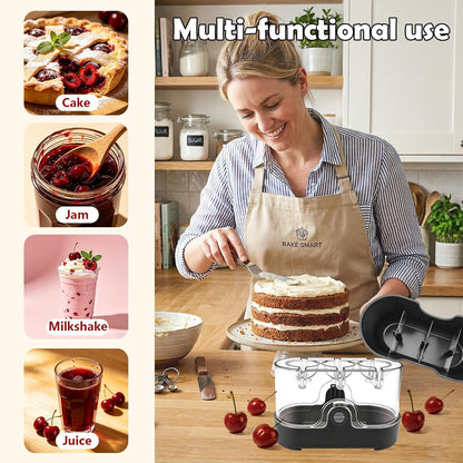 Cherry Pitter Tool 7-in-1 Stainless Steel Cherry Pitter with Splatter Guard, Easy Push Button Cherry Pitter Tool for Cherries Olives and Fruits, Food Grade Cherry Seed Remover