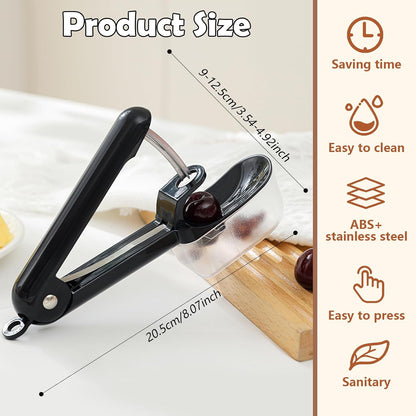 Cherry Pitter Tool 7-in-1 Stainless Steel Cherry Pitter with Splatter Guard, Easy Push Button Cherry Pitter Tool for Cherries Olives and Fruits, Food Grade Cherry Seed Remover