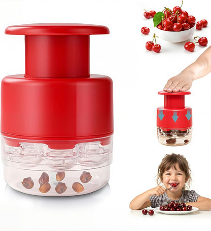 Cherry Pitter Tool 7-in-1 Stainless Steel Cherry Pitter with Splatter Guard, Easy Push Button Cherry Pitter Tool for Cherries Olives and Fruits, Food Grade Cherry Seed Remover