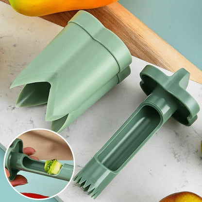 2-in-1 Bell Pepper Corer and Seed Remover Tool - Jalapeno and Vegetable Deseeder - Quick Fruit and Core Cutter for BBQ and Kitchen Use, Green Pepper Seed Remover Gadget (1PC, Green)