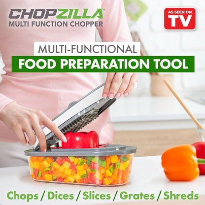 Vegetable Chopper and Mandoline Slicer with Container, 4 Stainless Steel Blades, BPA-Free Onion Chopper, Vegetable Cutter, French Fry Cutter, Dishwasher Safe Fruit Potato Dicer, Pink