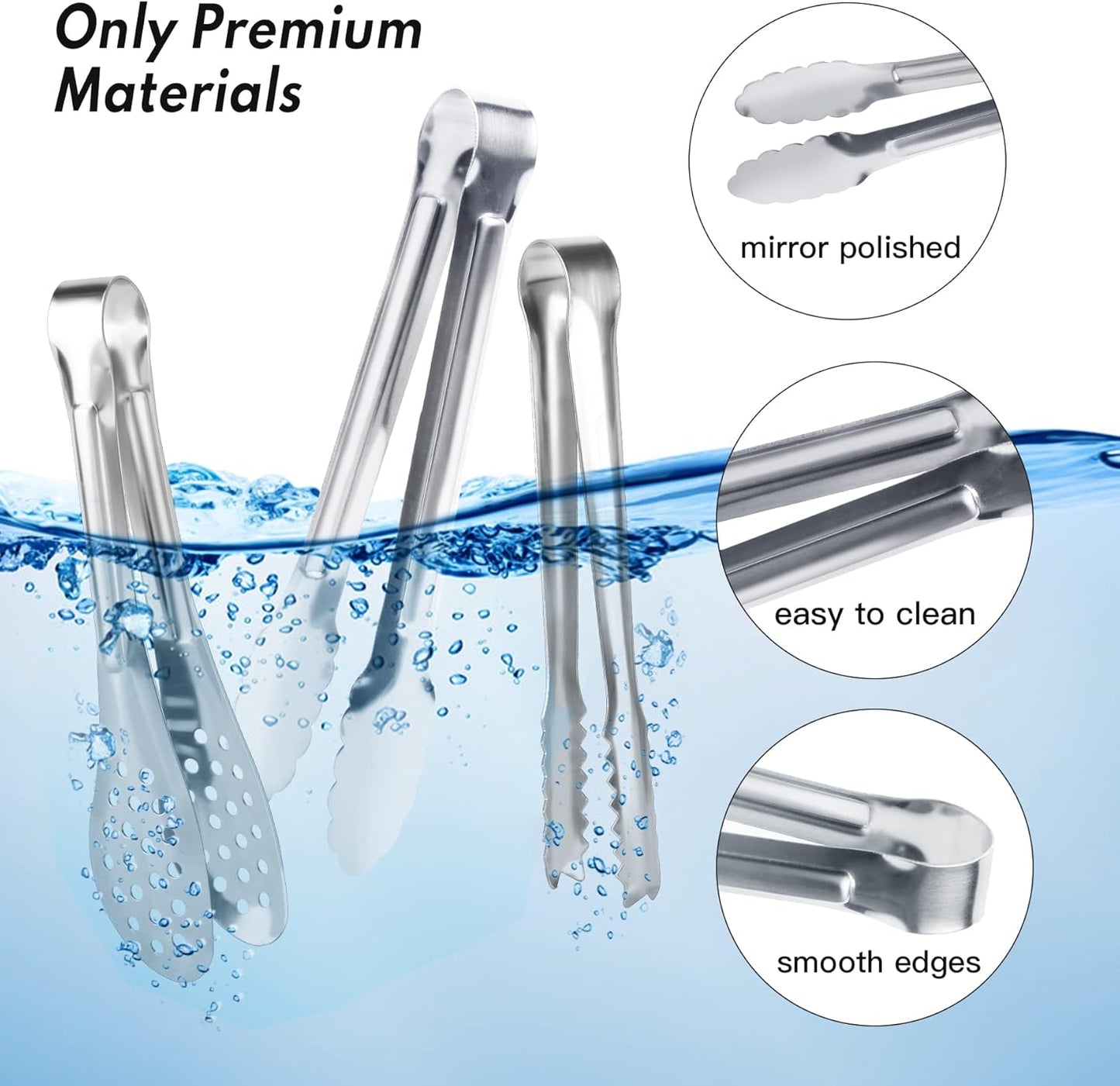 6 Pack Serving Tongs Kitchen Tongs, Buffet Tongs, Stainless Steel Food Tong Serving Tong, small tongs