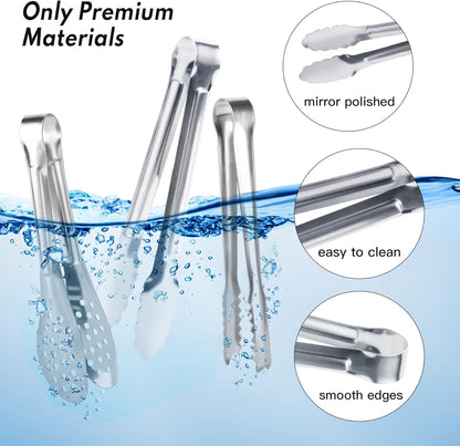 6 Pack Serving Tongs Kitchen Tongs, Buffet Tongs, Stainless Steel Food Tong Serving Tong, small tongs
