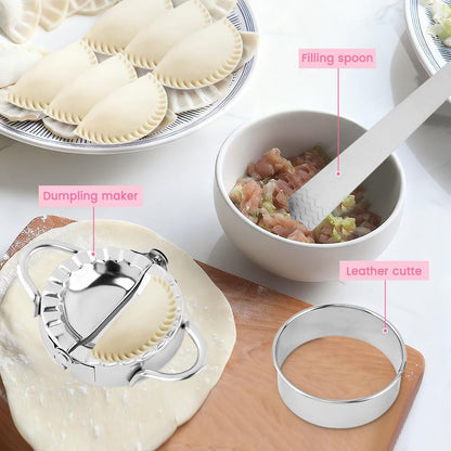 8PCS Ravioli Maker Press Set,Ravioli Stamp Maker Cutter with Wood Rolling Pin,Empanada Maker-Press,Ravioli Wheel and Stuffing Spoon,for Homemade Pasta,Dumpling,Pastry Kit(Pink)