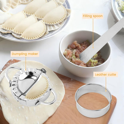 8PCS Ravioli Maker Press Set,Ravioli Stamp Maker Cutter with Wood Rolling Pin,Empanada Maker-Press,Ravioli Wheel and Stuffing Spoon,for Homemade Pasta,Dumpling,Pastry Kit(Pink)