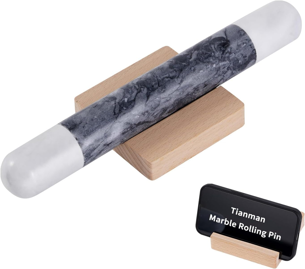 French Marble Rolling Pin.12" for Baking-Non-Stick Baking Roller