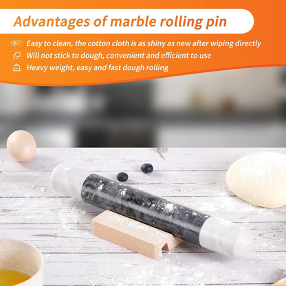 French Marble Rolling Pin.12" for Baking-Non-Stick Baking Roller