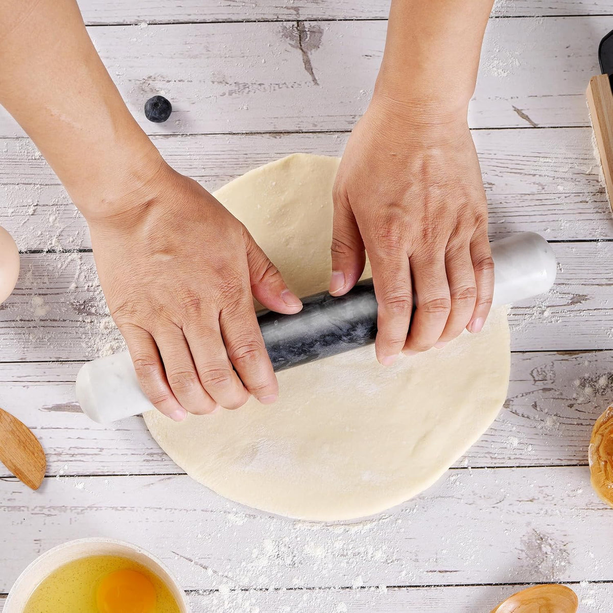French Marble Rolling Pin.12" for Baking-Non-Stick Baking Roller
