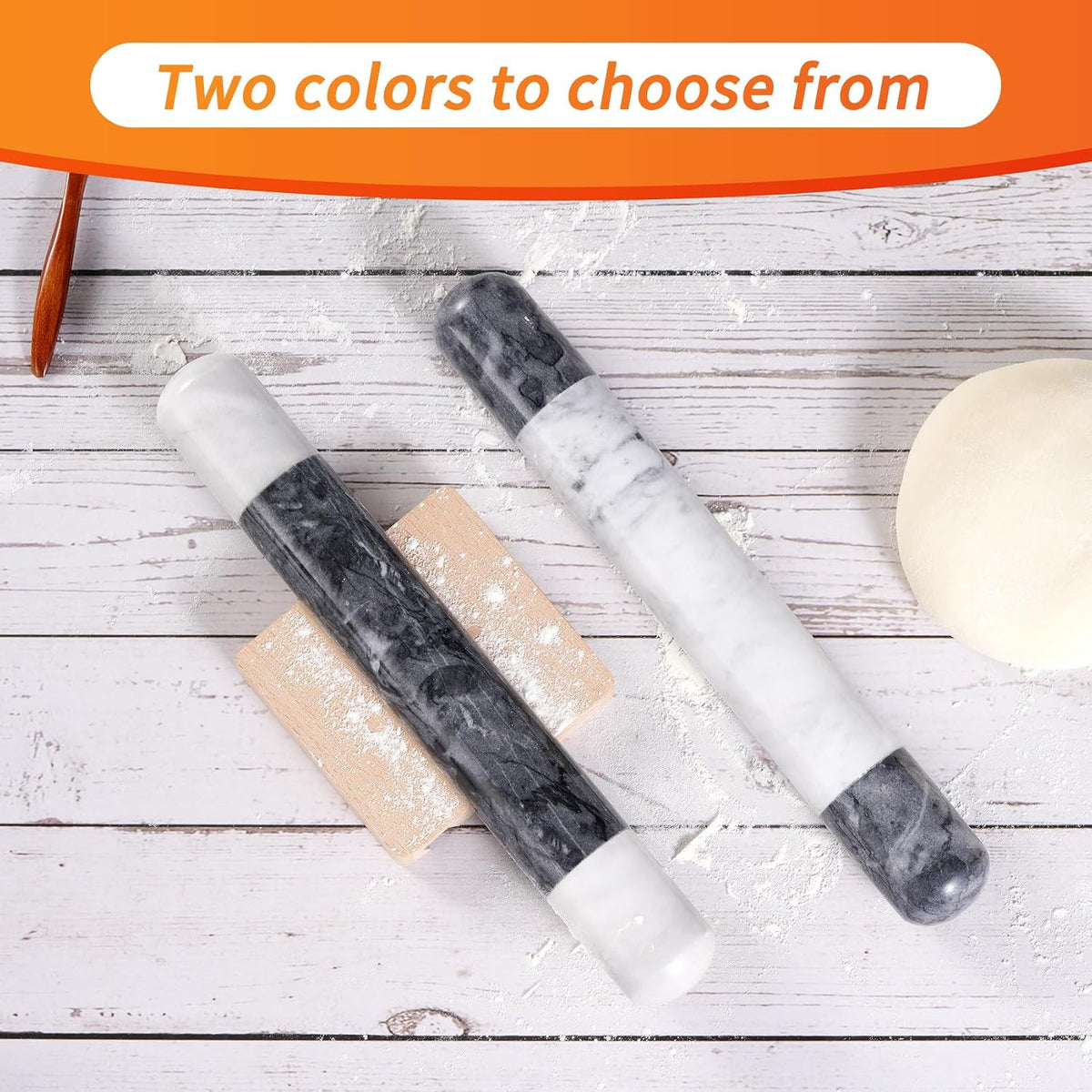 French Marble Rolling Pin.12" for Baking-Non-Stick Baking Roller