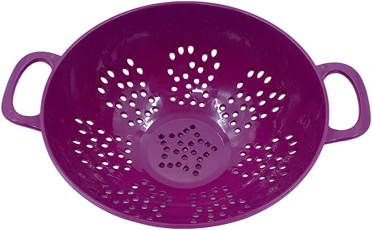 Heavy Duty 6 Inch Food Colander,Large Capacity Vegetable Strainer with Double Handles,Plastic Multipurpose Fruit Draining Basket for Kitchen(Purple)