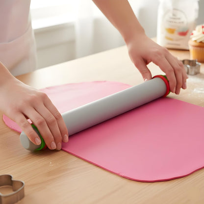 2 Pcs Adjustable Rolling Pin with Removable Rings, Non-Stick Fondant & Dough Rolling Pins, 9 Inch Baking Rolling Pins for Cookies, Pastry, Pizza & Fondant
