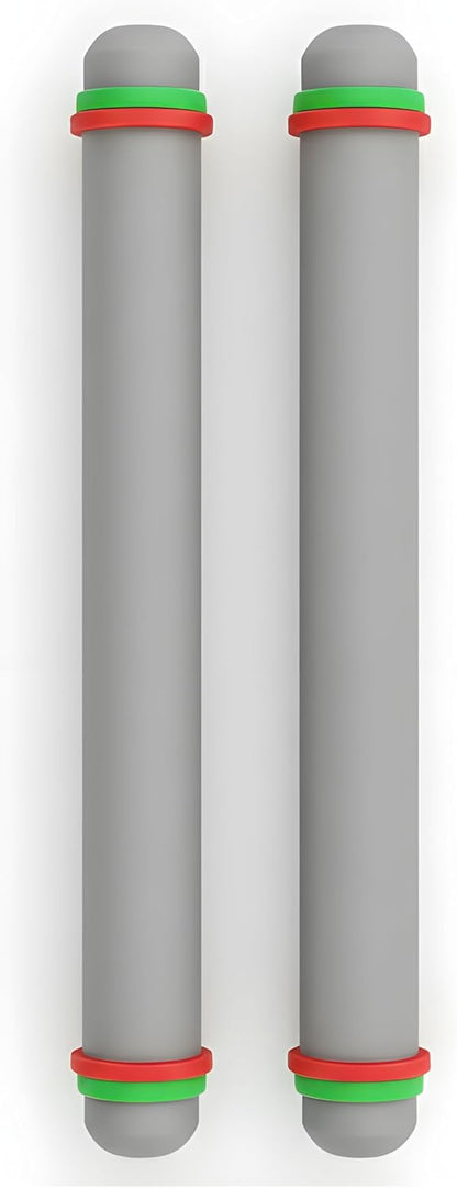 2 Pcs Adjustable Rolling Pin with Removable Rings, Non-Stick Fondant & Dough Rolling Pins, 9 Inch Baking Rolling Pins for Cookies, Pastry, Pizza & Fondant
