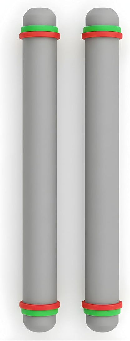 2 Pcs Adjustable Rolling Pin with Removable Rings, Non-Stick Fondant & Dough Rolling Pins, 9 Inch Baking Rolling Pins for Cookies, Pastry, Pizza & Fondant