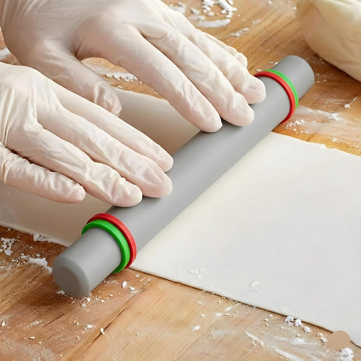 2 Pcs Adjustable Rolling Pin with Removable Rings, Non-Stick Fondant & Dough Rolling Pins, 9 Inch Baking Rolling Pins for Cookies, Pastry, Pizza & Fondant