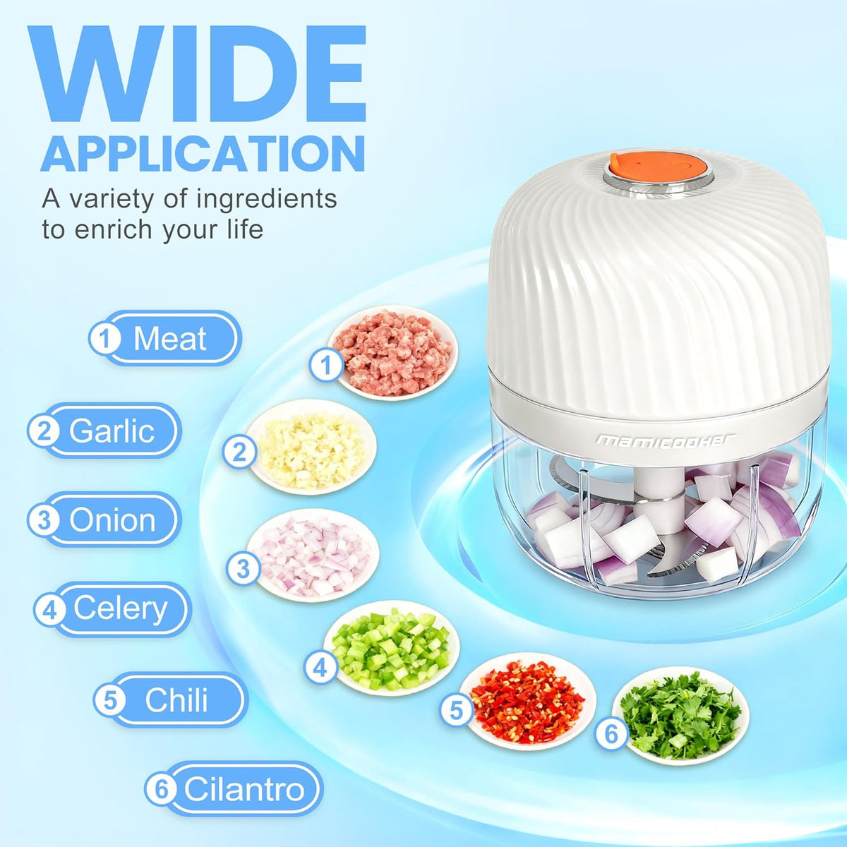 Electric Garlic Chopper 250ML, Mini USB Rechargeable Veggie Chopper, Cordless Garlic Mincer Onion Chopper Food Chopper for Ginger Chili Meat Sauce, Wireless Food Processor, White