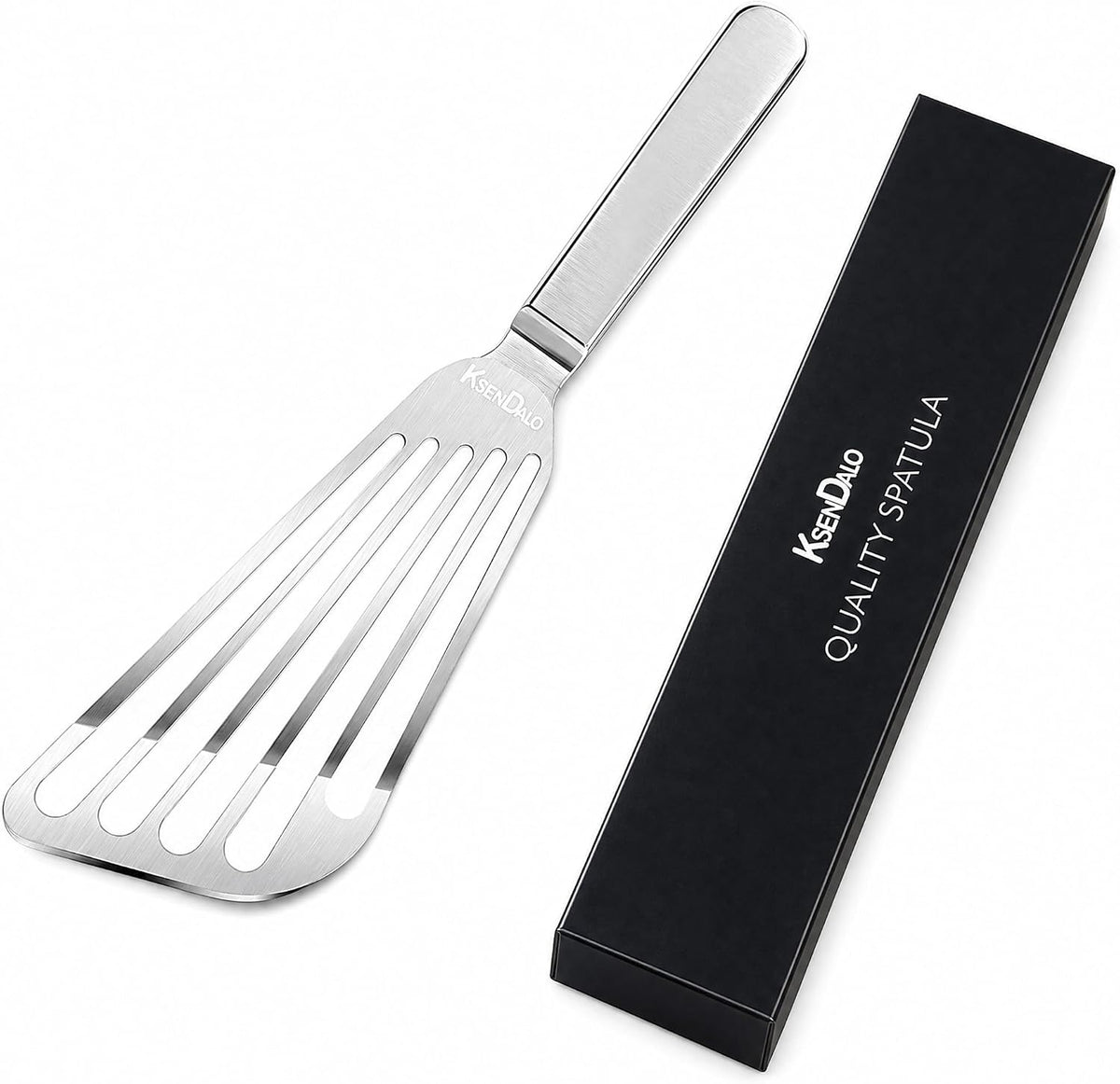 1 Thin Flexible & Sturdy Fish Spatula Stainless Steel for Kitchen Cooking Use Fish Spatula Egg Flipper BBQ Flipper Stainless Steel Blade Thin Flexible, Welded Middle, Dishwasher Safe -Silver